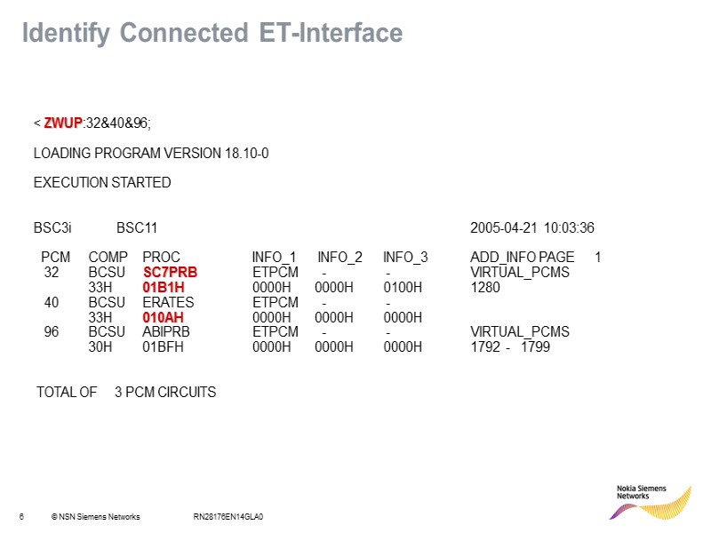 RN28176EN14GLA0 Identify Connected ET-Interface < ZWUP:32&40&96;  LOADING PROGRAM VERSION 18.10-0  EXECUTION STARTED